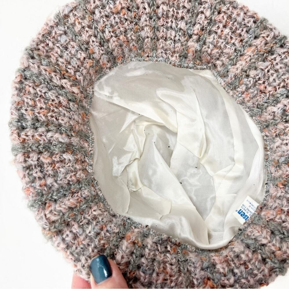 Vintage Wool Knit Hat Ribbed Flare Brim - Picture 5 of 8